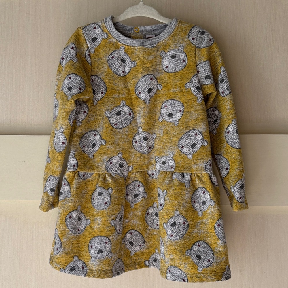 Charming 3t Yellow Animal Print Sweatshirt Dress
